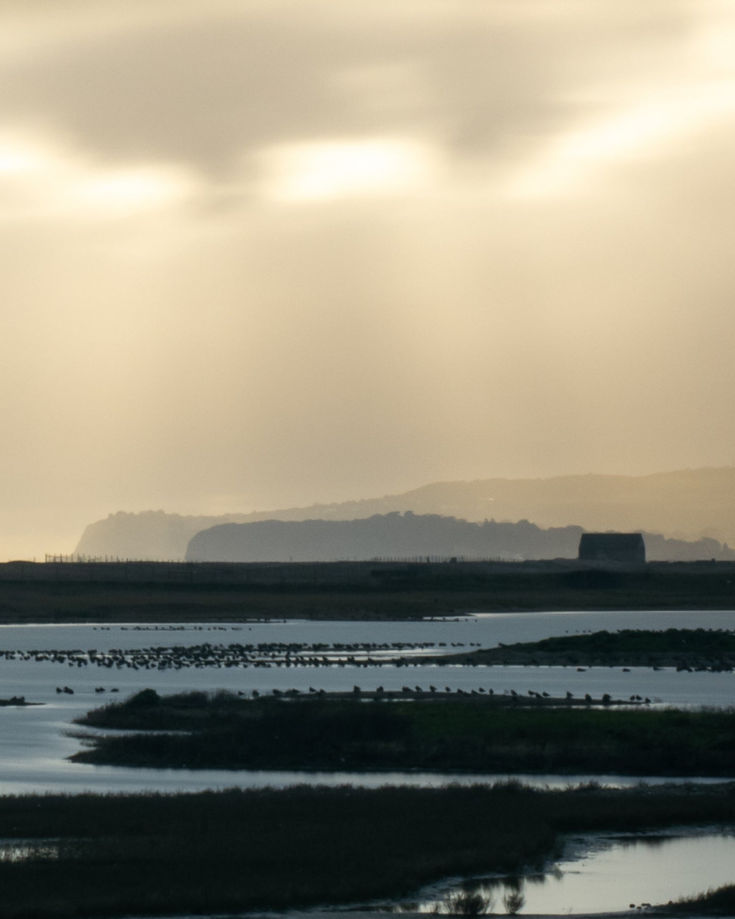Sunbeams on a reservoir